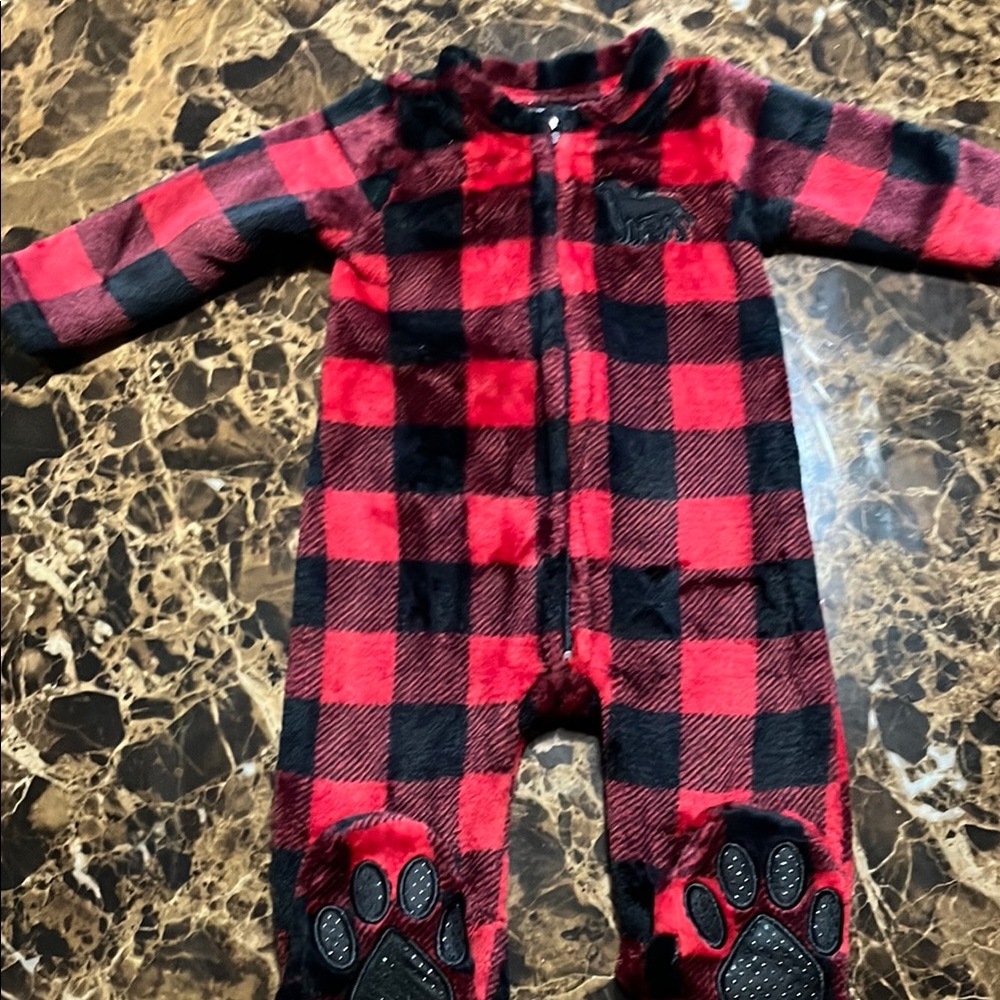 Plaid Red and Black Kids One Piece